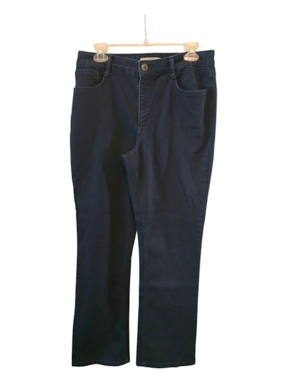 LAURA ASHLEY DARK WASH JEANS SIZE 12 STRAIGHT LEG COTTON POCKET EMBELLISHMENTS